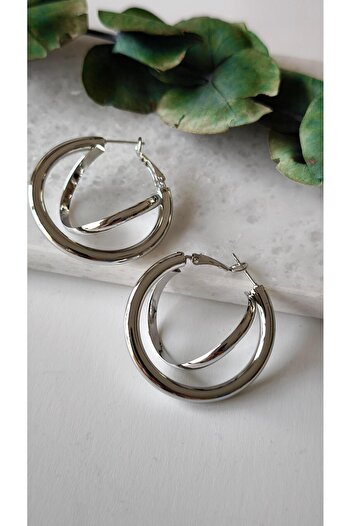 VOBEEYKU Medium size double appearance hoop earrings