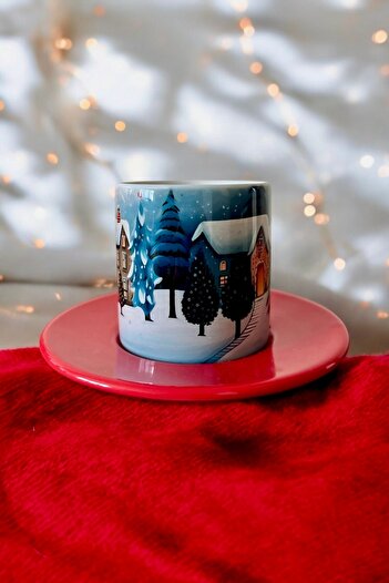 DVOYAGE Winter Themed Porcelain Turkish Coffee Cup