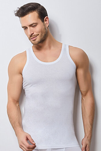 Svm Men's White Combed Cotton Undershirt