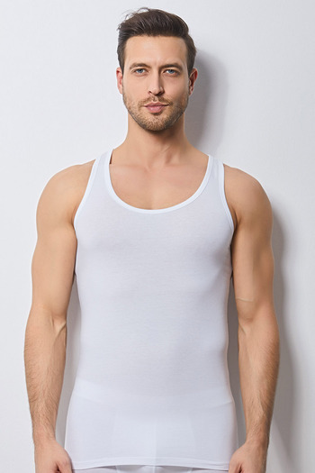Svm Men's White Combed Cotton Undershirt