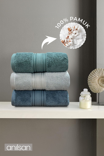 Anılsan Set de 3 prosoape de mână - 100% bumbac, 50x90 cm, utilizare zilnică, prosoape spa și hotel