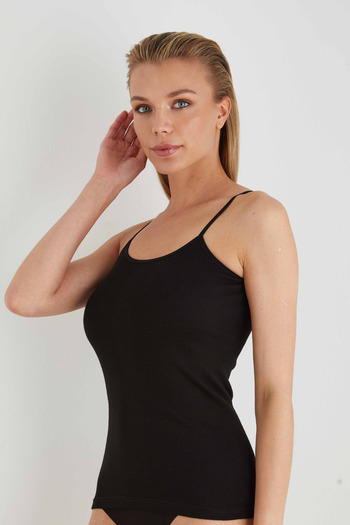 Sevim Women's Black Rib Tank Top 6 Pack