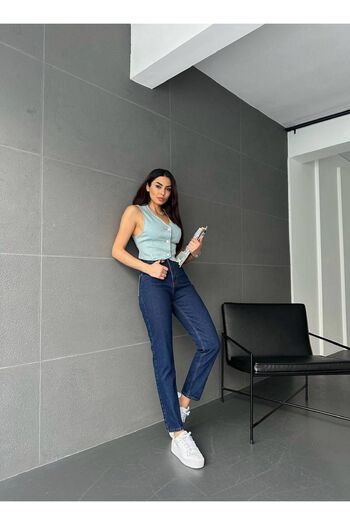 LAMİRA Blue Mom High Waist Lycra Jeans