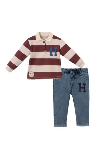 Necix's College Striped Boy's Jeans Suit