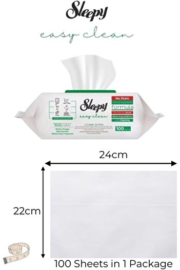 Sleepy مناديل تنظيف سهلة التنظيف متعددة الأسطح، 100 ورقة |   صابون أبيض