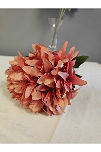 YASİMA 5 Dallı Mercan Rengi Çan Çiçeği 34 Cm El Buketı Vazo Aranjman Dekor Çiçeği 1 Adet