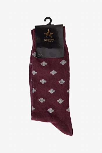 ALTINYILDIZ CLASSICS Men's Burgundy-Grey Patterned Socks