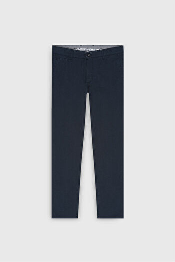 ALTINYILDIZ CLASSICS Men's Navy Blue Comfort Fit Relaxed Fit Cotton Stretchy Dobby Side Pocket Trousers