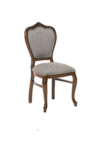 BENGİ TİCARET Sandalye St 14198 Zus2154 Avangart Klasik Aslan Ayak Oyma Örgü Kırçıl Gri Kumş
