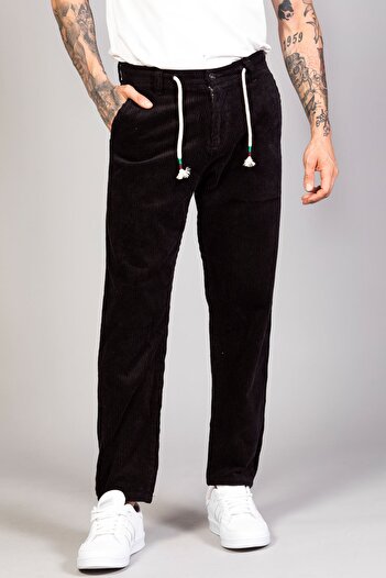 LTC Jeans Men's Black Baggy Fit Comfortable Fit Velvet Trousers