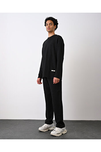 MARRAKECH Siyah Baggy Oversize Düz Paça Eşofman Altı