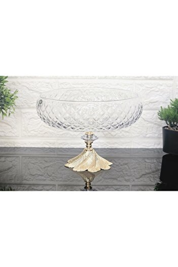 atabey home collection Lotus Crystal 24 cm Square Cutout Decor Gold Semerkand Foot Lattice Salad Bowl