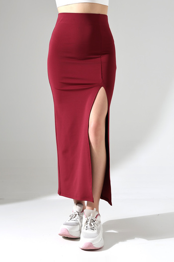 winmoda Diving Fabric Slit Long Skirt Maxi Length 92 Cm