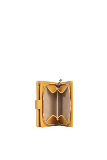 CENGİZ PAKEL Cengiz Pakel Women's Mini Size Wallet with Snap Detail - 65315 - Mustard