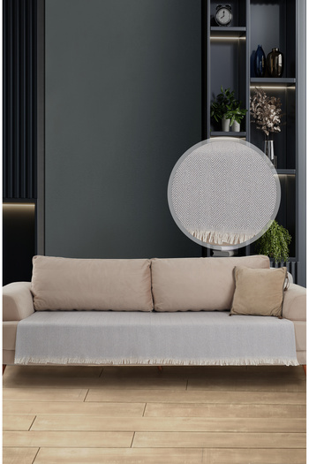 LADYNİL Seating Fringed Sofa Cover 100% Cotton 115X200Cm