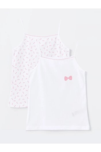 LC Waikiki lCW Kids Buxe - White Square Collar Printed Tank Top for Girls Set of 2