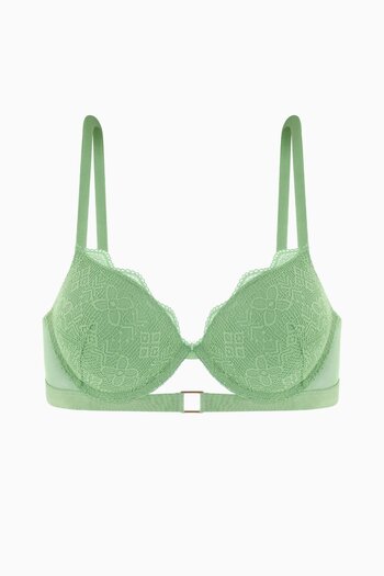 Wonna Andes Lace Bra with Metal Accessories - Extra Push Up, Padded - 2576 - Green
