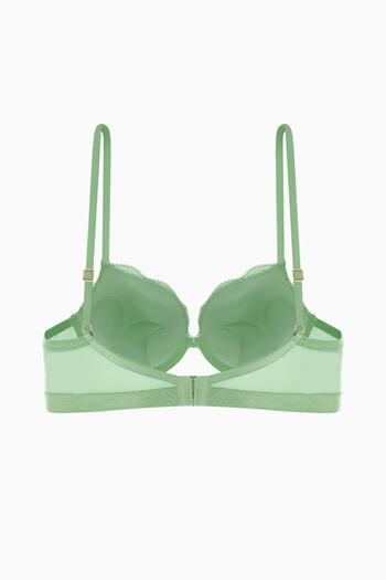 Wonna Andes Lace Bra with Metal Accessories - Extra Push Up, Padded - 2576 - Green
