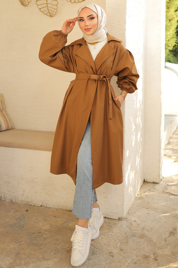 benguen Tan Belted Trench Coat - 61533-1