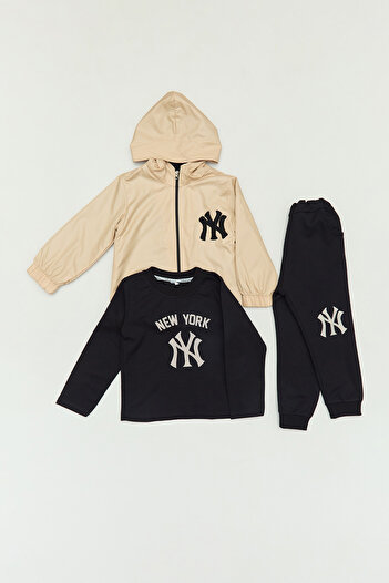 Fulla Moda Ny Embroidered Jogger 3-Piece Boys' Set