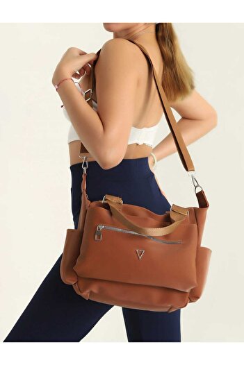 MAC&MOS Women's Brown Compartment Hand and Shoulder Bag