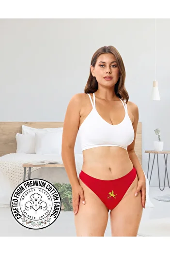 ALYA UNDERWEAR New Year Themed Printed String, Red Thong Panties (Cupid) Single Pack