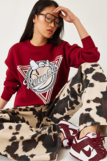 Bianco Lucci Women's Three Thread Raised Printed Sweatshirt 60261216
