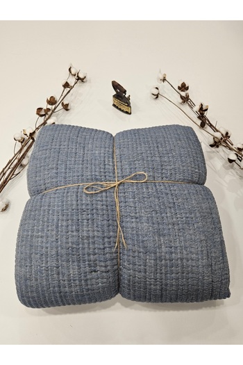 Gidia Blue 7 Layer Double Sided Padded Double Muslin Blanket 100% Cotton 230X240 cm