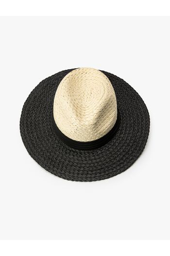 Koton Color Contrast Straw Hat with Tape Detail