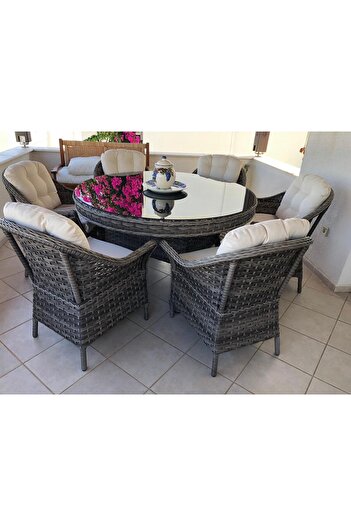 ReHome 6 Kişilik Rattan Bahçe Yemek Takımı |