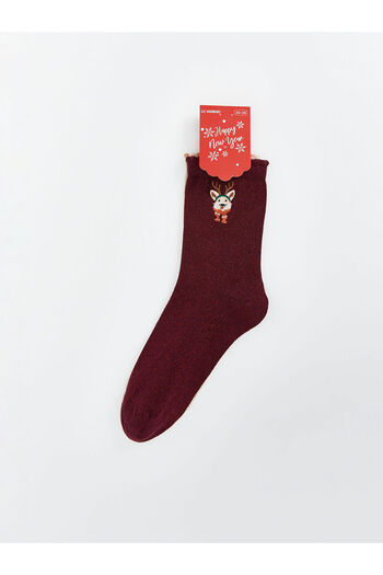 LC Waikiki Lcw Dream Burgundy Christmas Themed Women's Socks 2 Pack