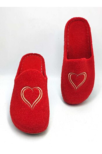 Tigerline Women's Sabo Slippers Ms013 Red Felt Winter Closed Front House Slippers