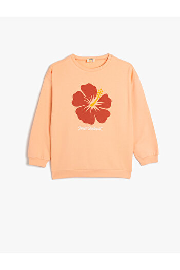 Koton Sweatshirt Long Sleeve Floral Printed Crew Neck Cotton
