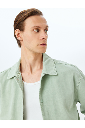 Koton Baumwoll-Jeansjacke mit Druckknopf-Taschendetail