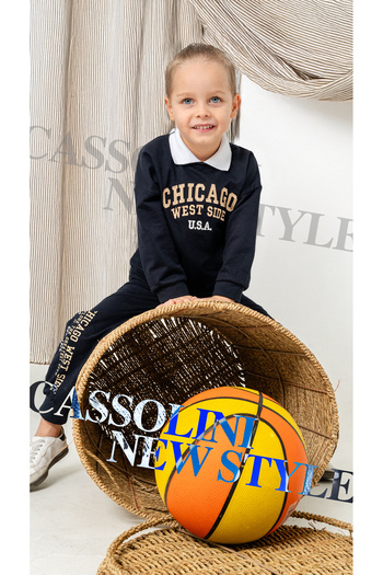 Chicsy Baby Text Printed Collar Detailed Tracksuit Set