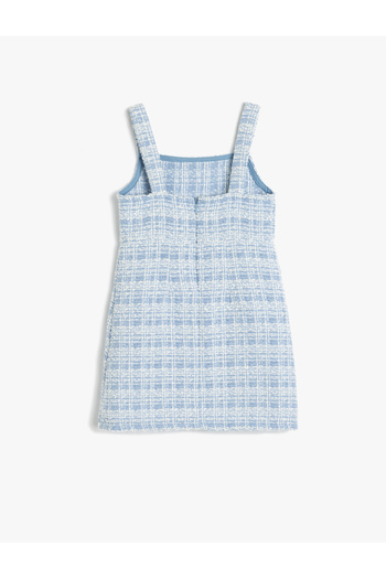 Koton Šaty Tweed Gilet s čtvercovým výstřihem a detailem kapsy