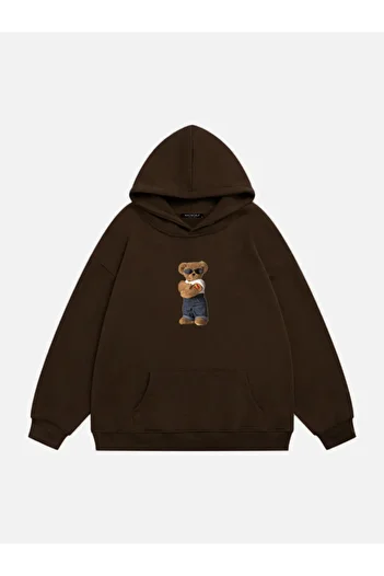Mad&Calf Unisex Teddy Bear Φούτερ με κουκούλα Fleece Oversize