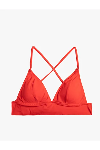 Koton Triangle Bikini Top with Covered Cross Strap Detail