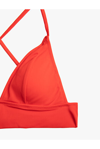 Koton Triangle Bikini Top with Covered Cross Strap Detail