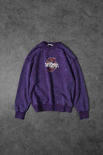 Slatra Men's Purple Desire Washed Crew Neck Oversize Sweatshirt