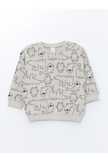 LC Waikiki Lcw Baby Gray Crew Neck Baby Boy Sweatshirt and Pants 2-Piece Set