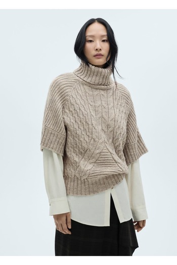 MANGO Woman Short-Sleeved Knit Pattern Sweater