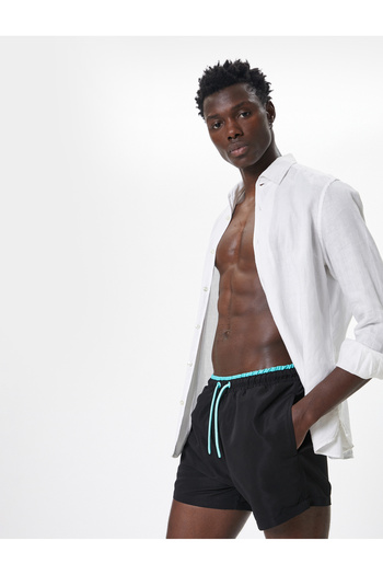 Koton Μίνι μαγιό σορτς Oversize - Σχέδιο μέσης με κορδόνια