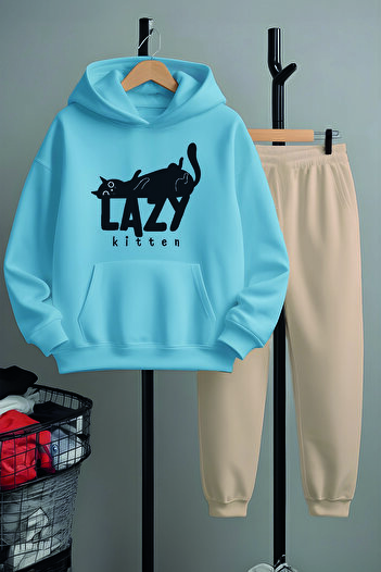 MYADA Premium Funny Cat Printed Bottom Top Tracksuit Set