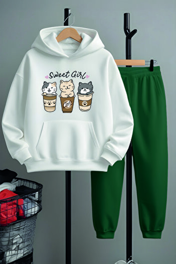MYADA Premium Sweat Girl Printed Bottom Top Tracksuit Set 23411