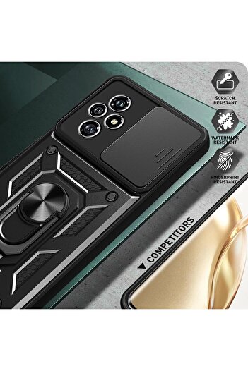 Fibaks Honor 200 Pro Case Armor Tank Cover with Camera Protection Sliding Ring