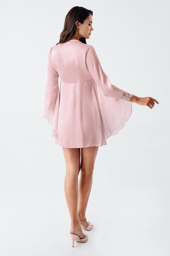 İmaj Image 104 Powder Color Satin Spanish Sleeves 2-Piece Nightgown Set