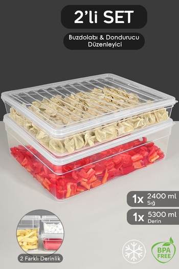 Meleni Home Set of 2 Supply Storage Containers - Clear Lid, Microwave Compatible Organizer XL