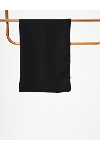 Kayra Black Cotton Blended Logo Shawl