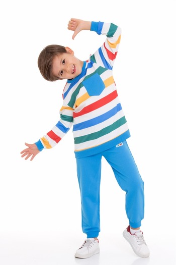 CiciTime Çocuk Modası Costum de sus și de jos pentru băiat, cu dungi și modele, pentru zi cu zi și școală